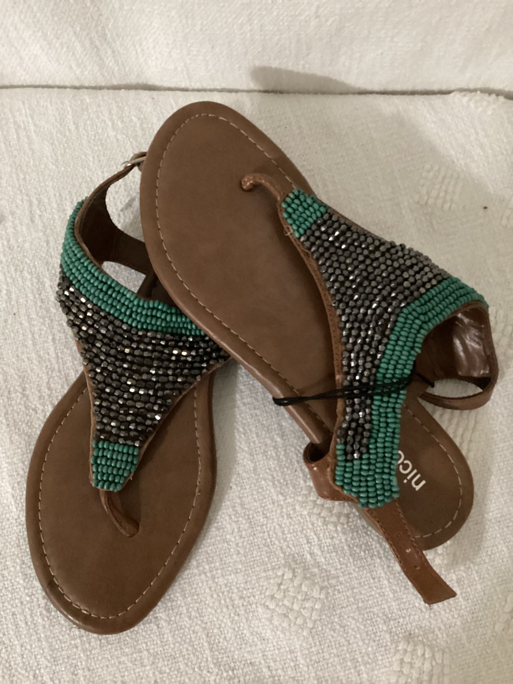 NWT Nicole Green Bronze sandal SZ 7.5